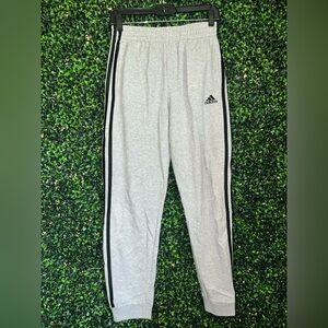 NWOT Adidas youth size L 14/16 Light Gray Joggers with Black Stripes